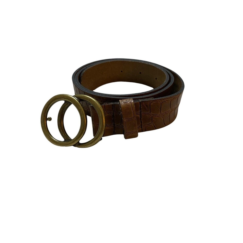 Summum Leather Belt Size S/M Crocodile Texture Brown